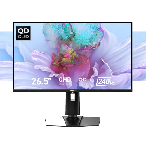msi 27' QD-OLED Gaming Monitor | QHD(2560x1440), 240Hz, 0.03ms | AMD FreeSync Premium Pro | True Black HDR 400, 99% DCI-P3 | USB-C, Adjustable Ergonomic Stand