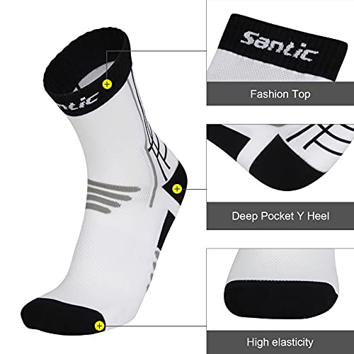Santic Men's & Women's Cycling Socks Cotton Running Hiking Soccer Socks Crew Athletic Anklets3