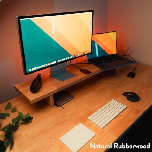 Image of Desky Dual Rubberwood Sit Stand Desk Dark Walnut 48 inch Gray