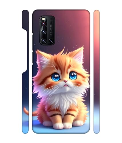 Image of ''Cat with Blue Eyes'' Printed Hard Mobile Back Cover & Case for Vivo V19, Designer | Protective & Premium Cover & Case