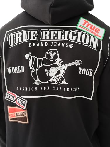 True Religion Patch Big-T Zip Hoodie - Jet Black | Full Zip Sweatshirt4