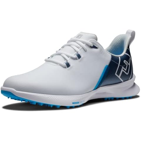 FootJoy Fj Fuel Sport Golf Shoe, White Navy Blue Cover