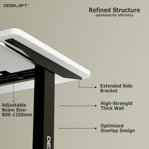 Image of Manual Height Adjustable Desk - Ergonomic Sit Stand Desk with Hand Crank, 120x60 cm Walnut Wood Grain Desktop, Sturdy Computer Workstation for Home Office, Black Frame & White Top