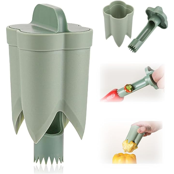 2025 New 2-in-1 Pepper Corer & Cutter | Effortless Bell Pepper Deseeder Tool | Stainless Steel Kitchen Gadget for Quick Vegetable Prep