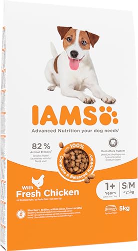 IAMS Hundefutter trocken mit Huhn - Trockenfutter für erwachsene Hunde ab 1 Jahr, geeignet für kleine & mittelgroße Hunde, 5 kg