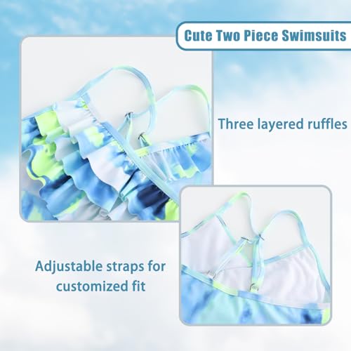 Image of Girls Tankini Swimsuits Two Piece Bathing Suit Hawaiian Ruffle Swimwear Set for Kids Girls 3-16 Years