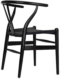 Tomile Wishbone Chair Y Chair Solid Wood Dining Chairs Rattan Armchair Natural (ash wood black)