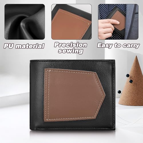 Men's Wallets, Leather Bifold Slim Wallet, Minimalist Credit Card Thin Wallet with 8 Card Slots and ID Window (Black)3