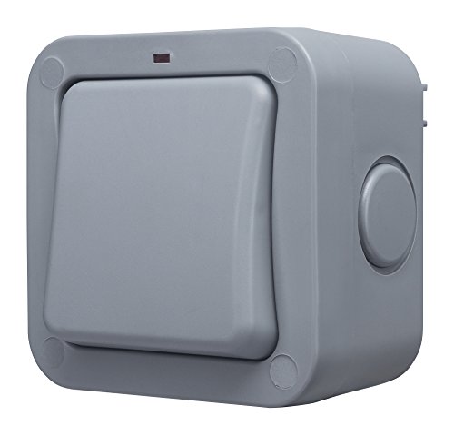 BG Electrical Enkele outdoor weerbestendige schakelaar, IP66 beoordeeld, 20 Amp, grijs