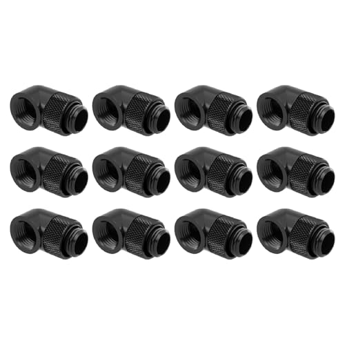 G1/4" Rotary Fitting Adapter 12-pack for water cooling (Black) male to female