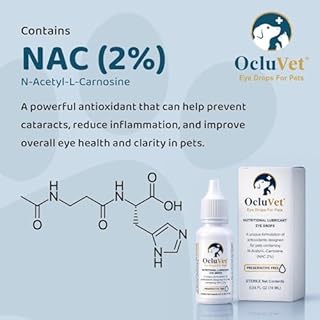OcluVet Eye Drops for Pets | Clinically Studied Antioxidants for Pets with Cataracts | Made in the USA | Includes 2% N-Acetyl-L-Carnosine (NAC) | 16mL