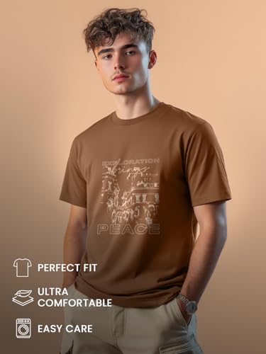 Image of Nobero 100% Cotton T Shirts for Men Stylish | Regular Fit | Graphic Printed T Shirts for Men 180 GSM Combed Cotton | Round Neck Half Sleeve | Pack of 3