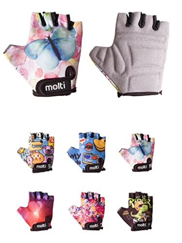 Gants de cyclisme pour enfants - Mitaines de cyclisme - Gants de randonnée - Molti (S, Schmeterlinge) Cover