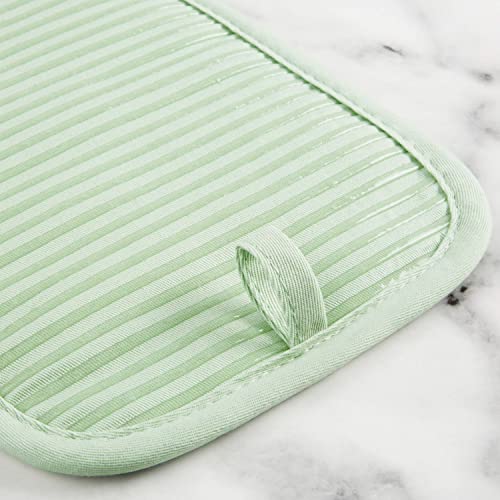 Image of KITCHENAID Quilted Cotton Terry Cloth Oven Mitt, Pot Holder, Kitchen Towel 4-Pack Set, Heat Resistant, Silicone Grip, 16 inchx26 inch, 7 inchx13 inch & 7 inchx10 inch, Pistachio