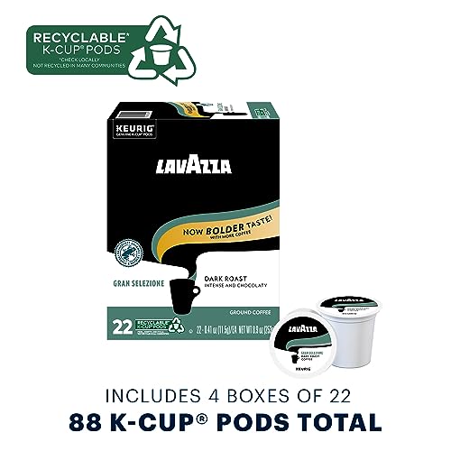 Image of Lavazza Gran Selezione Single-Serve Coffee K-Cups for Keurig Brewer, Dark Roast, 88 capsules Value Pack, 100% Arabica