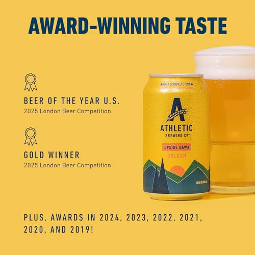 Athletic Brewing Company Craft Non-Alcoholic Beer - 12 Pack x 12 Fl Oz Cans - Upside Dawn Craft Golden - Low-Calorie, Award Winning - Subtle Aromas with Floral and Earthy Notes - Thumbnail 2