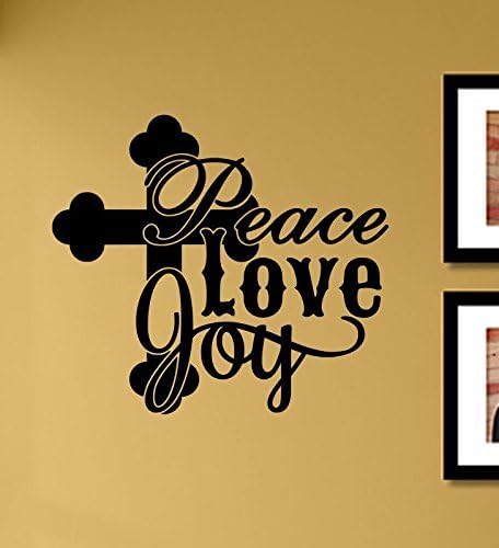 Miniatura 1 de Pegatina de vinilo para pared, diseño de cruz de amor de paz y alegría