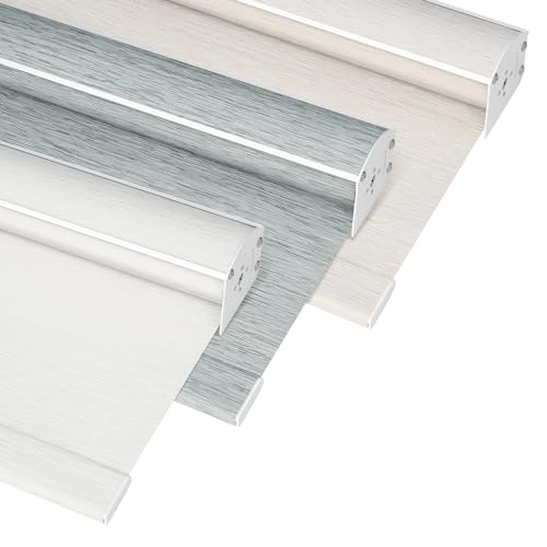 Boolegon Light Filtering Roller Shades for Windows,Cordless Roller Blinds with Cassette Valance,Thermal Insulated Fabric UV Protection Roller Window Shades for Home,Bedroom,Office,White,33