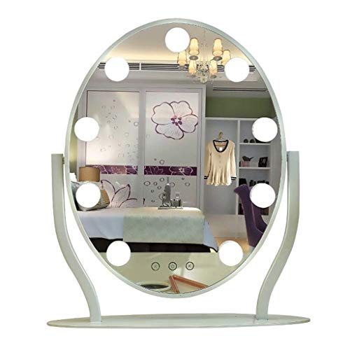 Preisvergleich Produktbild JFFFFWI Kosmetikspiegel Kosmetikspiegel Metall Smart Round LED mit Glühbirne Desktop Kosmetikspiegel Dreifarbige Füllleuchte Kosmetikspiegel (Farbe: Schwarz)