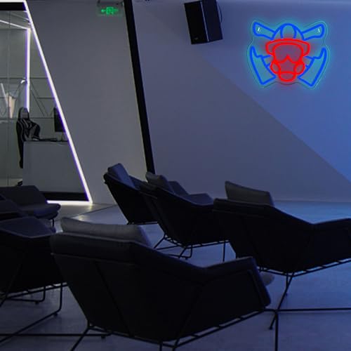 Image of Firefighter Mask Neon Sign, Firefighter Helmet Neon Light LED Gas Mask Sign USB Powered Dimmable, for Modern First Responder Heroic Art for Fire Station, Gamer Man Cave Garage(11.8 * 9.8 In)