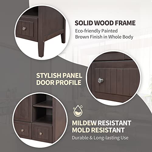 Merax 36 Inch Bathroom Vanity With Sink And Countertop, Ceramic Basin, Cabinet With Soft Closing Doors And Drawers, Adjustable Shelf, Solid Wood Frame, Brown #TOP2