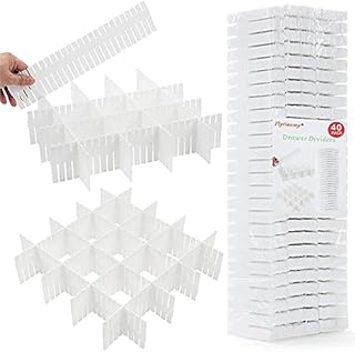 Flytianmy 40pcs Drawer Dividers Adjustable Drawer Storage Organizer for Clutter Kitchen Cutlery Dresser Makeup Tools Socks Can Help Tidy Office Desk Clinic Bedroom