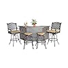 Nassau Cast Aluminum Powder Coated 5 Piece Outdoor Bar Table and Chairs Set Desert Bronze