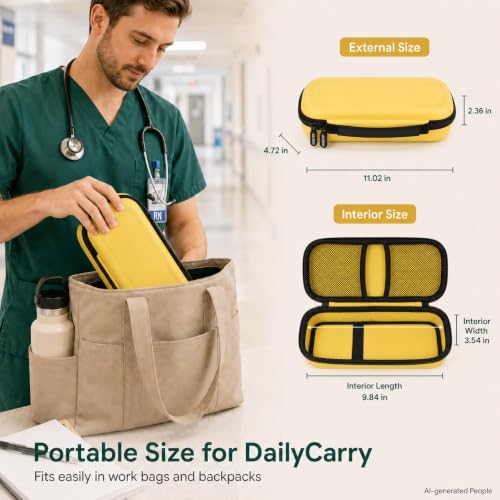 Image of ALKOO Stethoscope Case for 3M Littmann Classic III /Cardiology IV, Yellow | for MDF Acoustica Stethoscopes, for Nurses, Doctors, Nursing School Essentials, Students, Clinic, EMS, Travel, Hard Bag Only