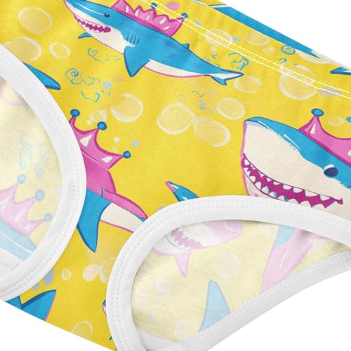 Sharks Wearing Crowns Girls' Underwear Cotton Blue Colors Girls Briefs Soft Toddler Underwear 2T4