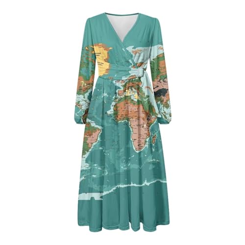 Women's V-Neck Long Sleeve Tie Dress Midi Dresses Wrap Waist Dress for Party Wedding Guest Cocktail2