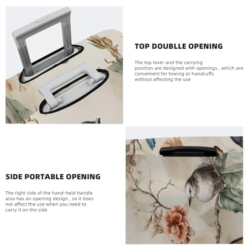 Retro Bird Flower Stretchable Luggage Covers for Suitcase TSA Approved, Dust Proof and Scratch Resistant Travel Luggage Protector for Carry On (18-21 in)4