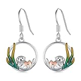 KoyeKei Otter Earrings for Women 925 Sterling Silver Cute Sea Otter Dangle Drop Earrings Jewelry Christmas Stocking Stuffers Gifts for Daughter Girlfriend Lover