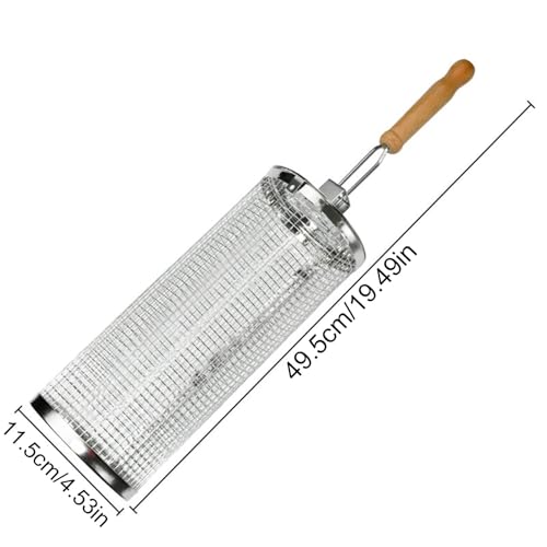 Cilindro per barbecue in acciaio inox, per grigliare verdure, carne, gamberetti, accessori per griglia rotante per cucinare all'aperto, affumicatore e falò