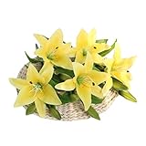 [ShuMing] 造花 花束 枯れない花 百合 部屋飾り 人工観葉植物 装飾 インテリア ゆり 人工造花 プレゼント 結婚式 ギフト(Freeイエロー)