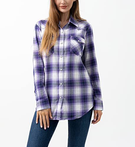 Western Shirts for Women Cotton Long Sleeve Shirts for Women with Snap Buttons Plaid Shirts for Women4