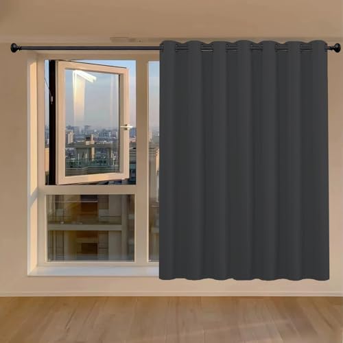 GUOYUYU Cortinas Termicas 100 x 155 cm, Opacas Cortinas Salon Modernas 1 Piezas con Ojales Anti Luz Fuerte y Suave Cortina Termica Aislantes Frio y Calor para Ventana Dormitorio Infantil, Gris Oscuro