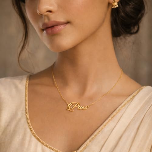 Image of Pari Cursive Gold & Silver Name Pendant Necklace, Best Jewelry Gift for Girls.