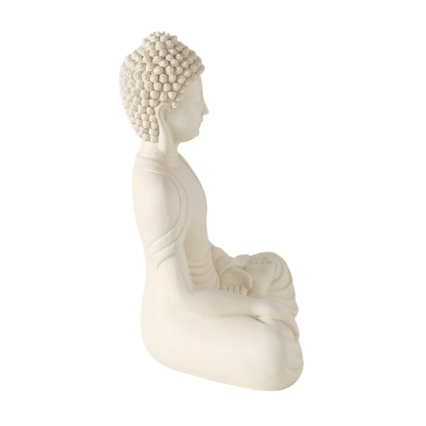 MF Buddha-Figur Serenity, Cremeweiß, 30 cm, Kunstharz, handgefertigt