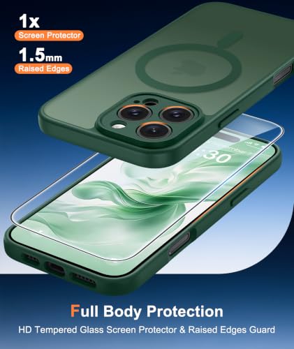 Image of FNTCASE for iPhone 16 Pro-Max Case: Translucent Green Fit for MagSafe