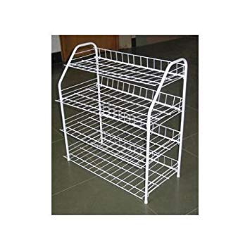 Scarpiera con 4 ripiani, in metallo rivestito di