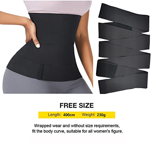 Lancsdom Snatch Me Up Bandage Wrap Adjustable Belly Waist Wrap For Women Waist Trainer Waist Trimmer Waist Wrap Belly Body Shaper Compression Wrap(4 Meters) Black #TOP3
