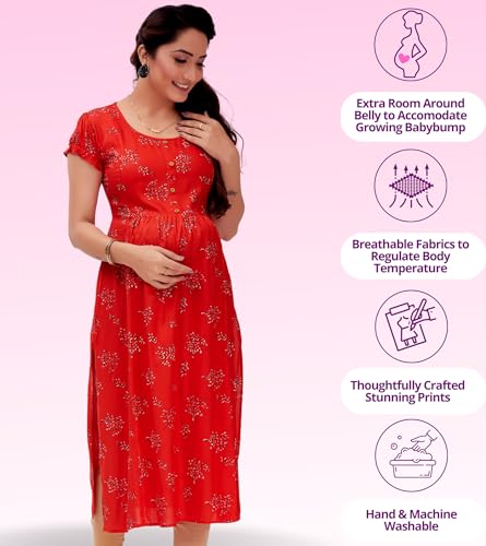 Image of RITIJYA Feeding Kurtis for Women with Zip in Cotton| Straight Maternity Pregnancy Dress for Nursing Mothers | Stylish & Comfortable | S to 3XL | Maternity Wear Feeding Dress Tops