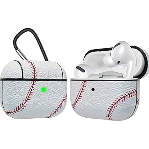 AirPods Pro Case, Takfox Airpod Pro Cases Cover PU Leather Protective Shock & Scratch-Resistant with Keychain [Front LED Visible] Headphone Case Skin for AirPods Pro Charging Case Series 3,Baseball Cover
