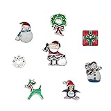 ShinyJewelry Snowman Christmas Tree Floating Charms for Glass Living Memory Lockets Necklace & Bracelets