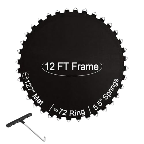 Ketofa 12FT Trampoline Mat Replacement Fits 5.5 Springs 72 V-Hooks Round Trampoline Frame 127 Premium Trampoline Jumping Mat (Excluding Frame and Spring)