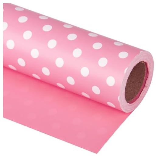 WRAPAHOLIC Reversible Wrapping Paper - Pink and Polka Dot Design for Birthday, Holiday, Wedding, Baby Shower Wrap - 30 inch x 33 feet