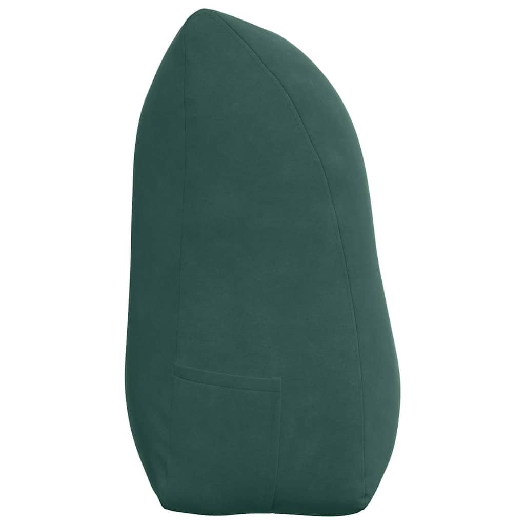 Rückenkissen, dunkelgrün, 100 x 24 x 50 cm, aus Samt mit Seitentasche, ergonomisches dekoratives Kissen für Sofa, Bett, Büro, abnehmbarer Bezug, Füllung aus Polyester