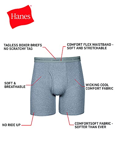 Hanes Men's Underwear Boxer Briefs Pack, Cool Dri Moisture-Wicking Underwear, Cotton No-Ride-Up Underwear for Men, 6-Pack