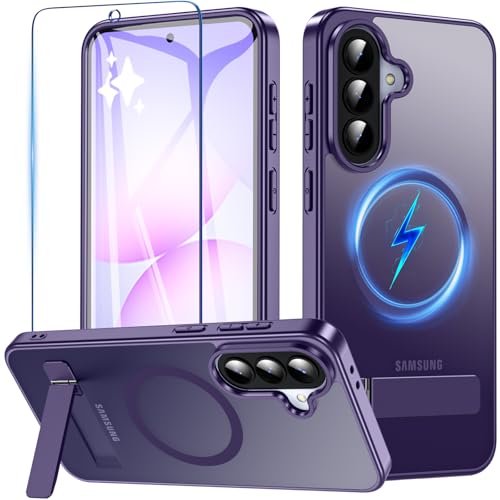Galaxy A37 5G �P�[�X Galaxy A36 5G �P�[�X BESINPO [�K���X�t�B�����t���EMagSafe�Ή��E�X�^���h�@�\] GalaxyA36/A37 �J�o�[ �����\ �c�����Ή� ������ ���΂݂Ȃ� �ϏՌ� �w��h�~ �}�O�l�b�g����