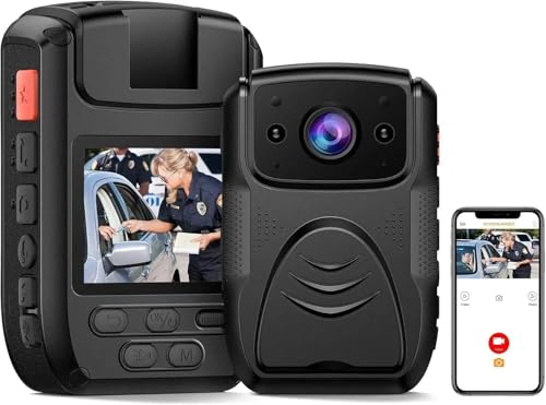 CAMWORLD Body Cam 4K 40MP Cámara corporal con grabación de audio y vídeo, WiFi GPS Police Body Cam para las autoridades policiales, IP65 resistente al agua, visión nocturna con batería de 4000 mAh